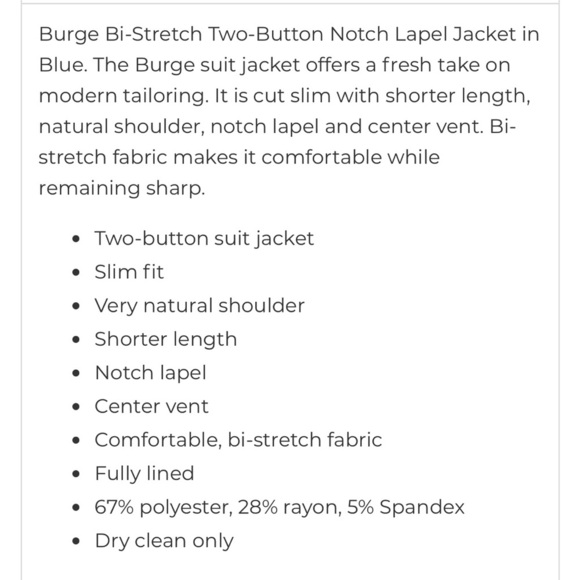 BEN SHERMAN Burge Bi-Stretch Two-Button Notch Lapel Blazer Sport Coat Blue - Picture 6 of 15